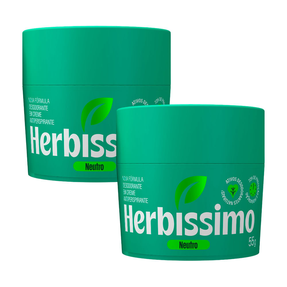 Kit Desodorante Creme Herbíssimo Neutro 55g - 2 Unidades