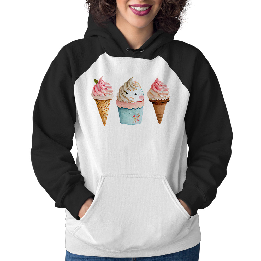 Moletom Feminino Unicórnio Sorvete Blusa Frio