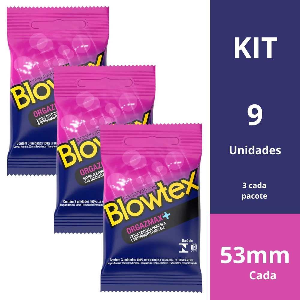 Kit 3 Pacotes Blowtex Orgazmax Com 3 Unidades Cada 53mm 9 Preservativos Total