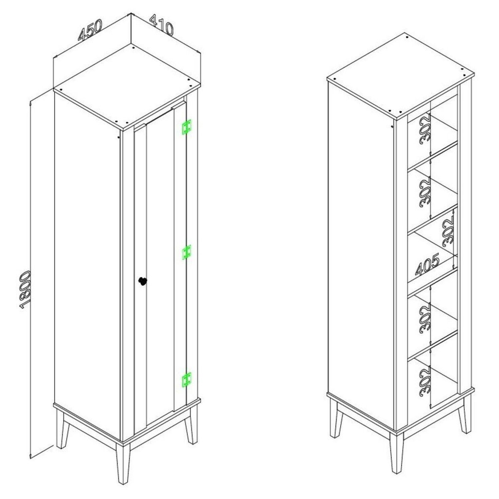 Cristaleira - Colonial 450cm x 1800cm x 405cm 1 Porta Verde/Mel/Oliva