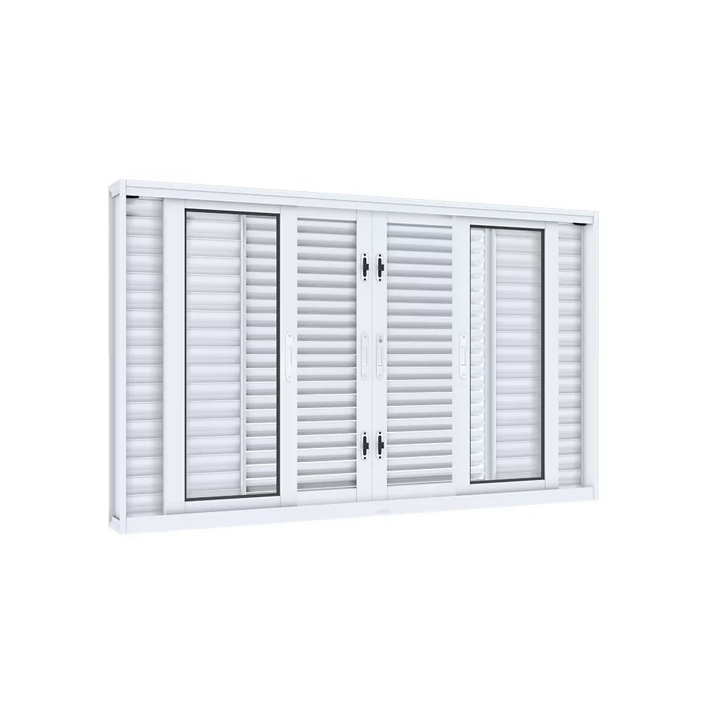 Janela Veneziana de Correr Central Flex 6 Folhas Facilità 120cmx150cm Lucasa