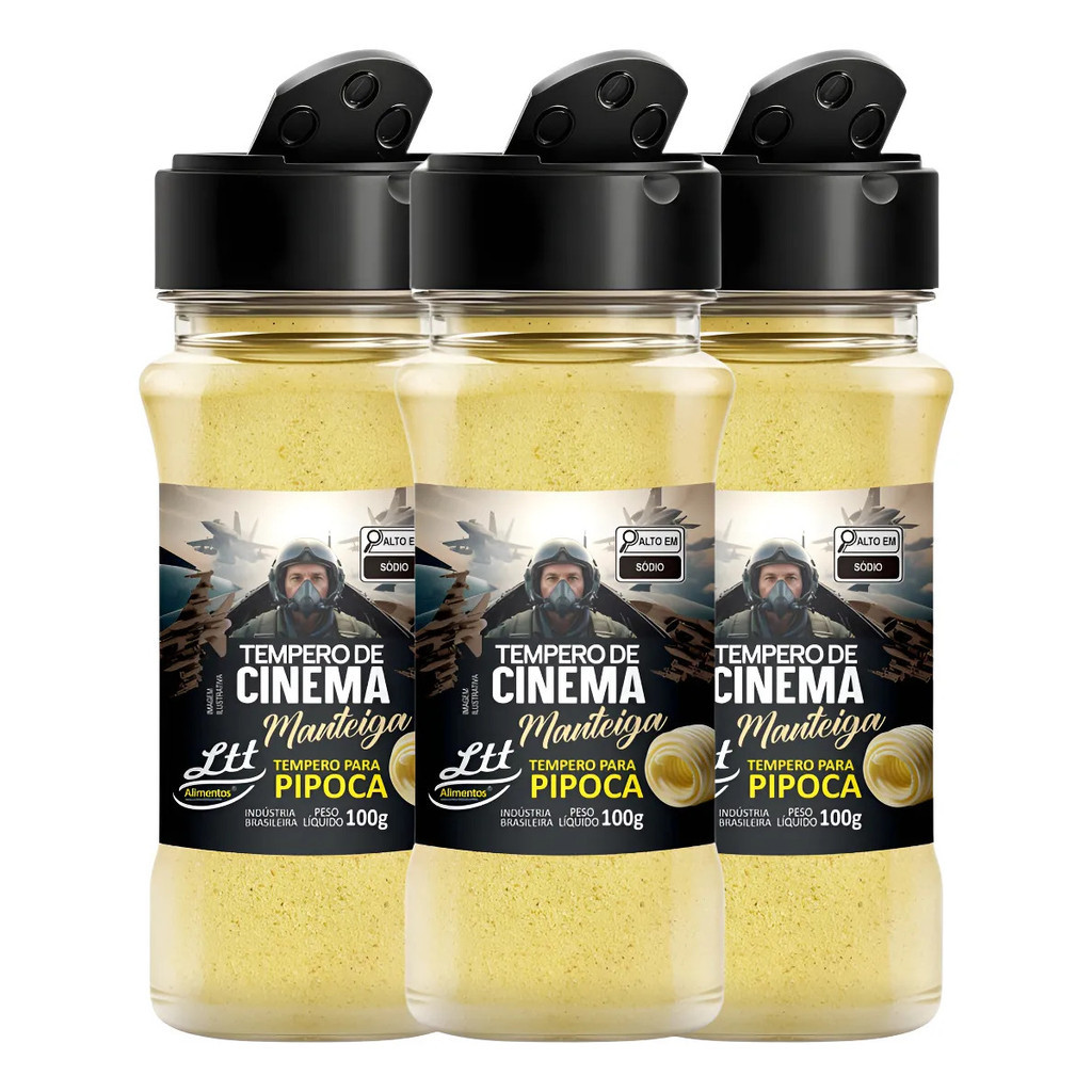 Kit Tempero Para Pipoca 3 Unidades Sabor Manteiga 100g Cada -  Oficial - OFICIAL