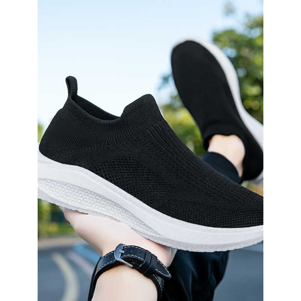 Sapatos masculinos de malha confortável sola macia casal esportes sapatos casuais outono um Pedal respirável desodorante