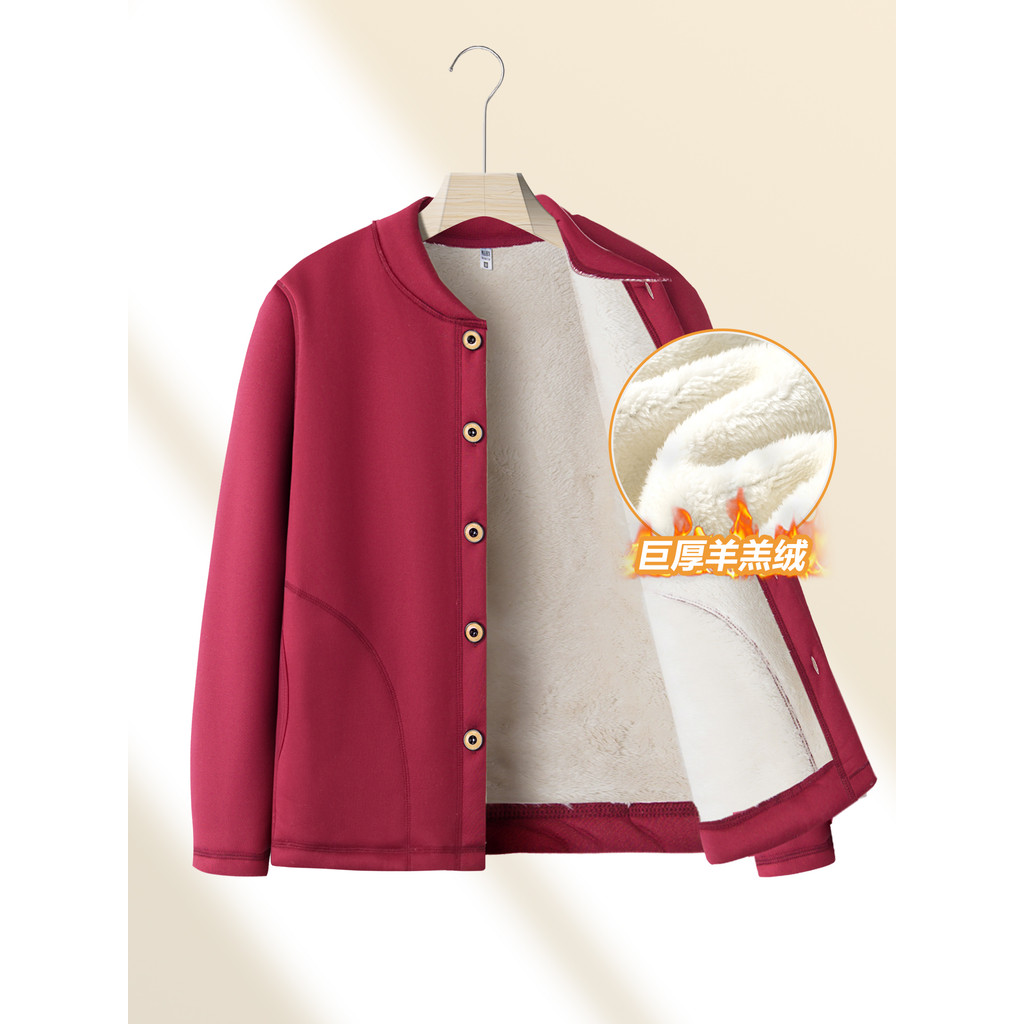 Mãe outono inverno roupas forro de lã de cordeiro roupas acolchoadas de algodão roupas femininas idosas de meia-idade gi