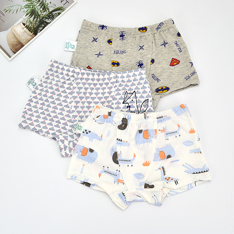 Little Qinglong Boxer Menino Cueca Plana Menino Bebê Puro Algodão Lycra Boxer Menino Calças Menino