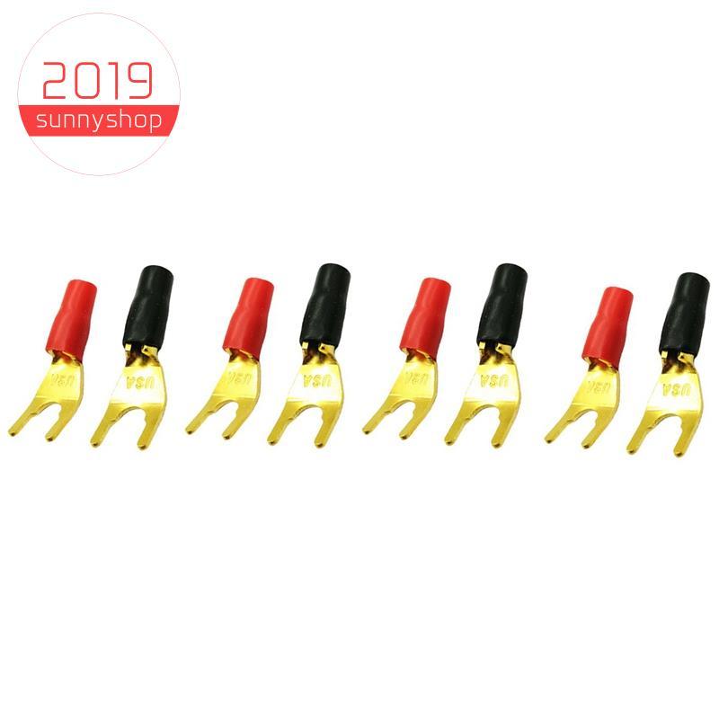 [Bestseller S] 8 Unidades/4 Pares " Y " U " Spade Banana Conectores Banhados A Ouro Garfo Sem Solda Alto-Falante Adaptad