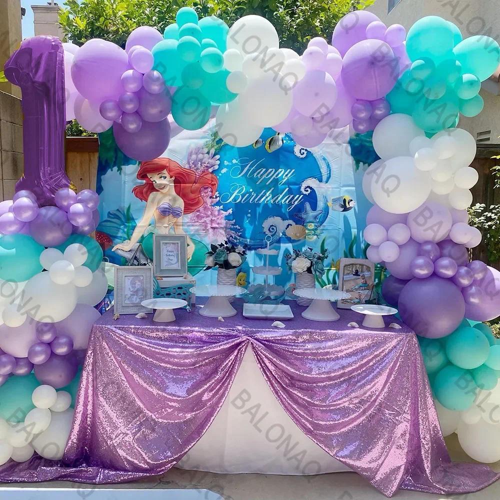 156 Pçs Balão Sereia Impresso Colorido Papel Sucata Látex Azul Roxo Oceano Festa Decoração Suprimentos