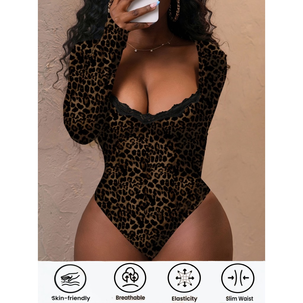 Este novo estilo de vestido feminino Sexy Plus Size usando padrão de estampa de leopardo marrom escuro, equipado com man