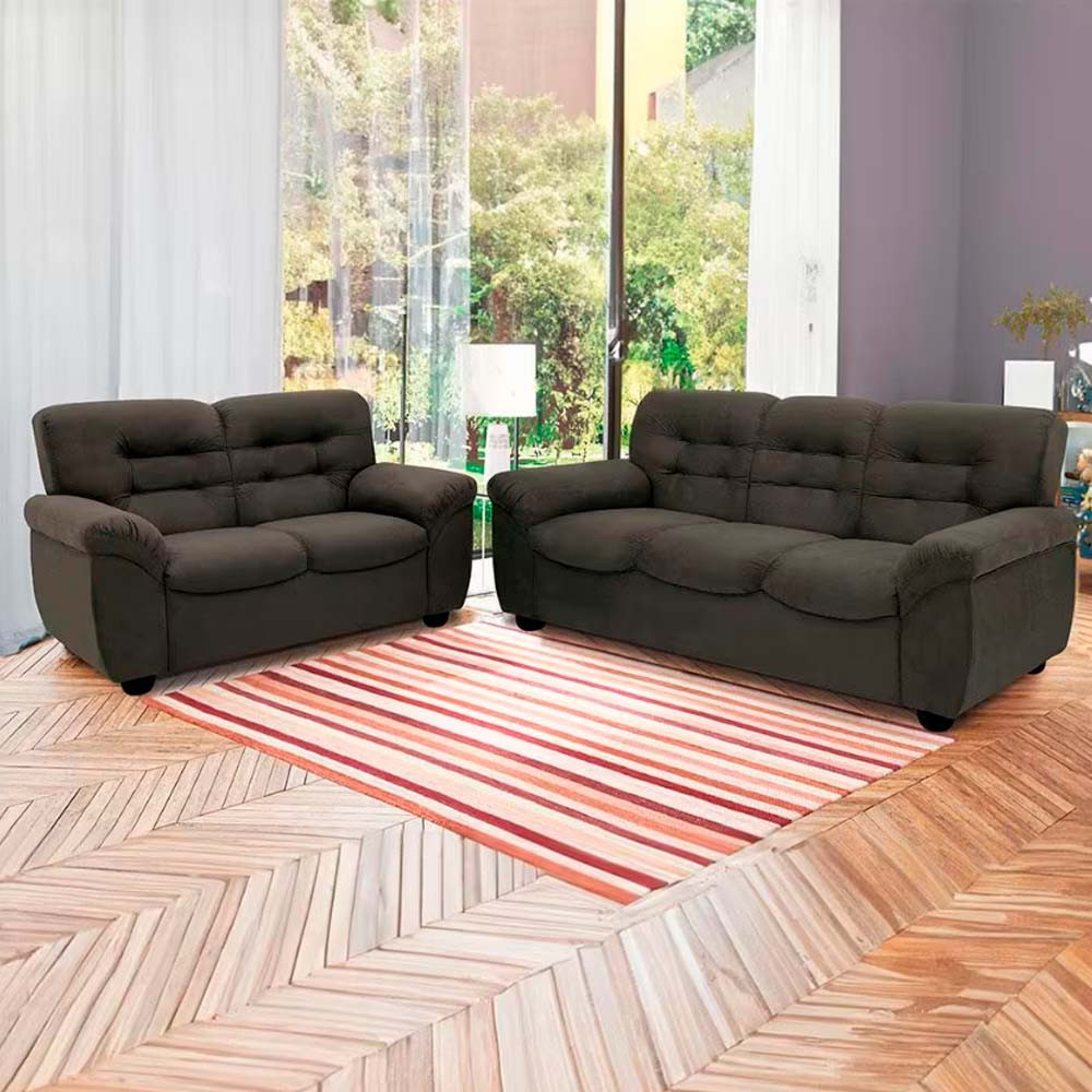 Sof de 3 e 2 Lugares Stillus II com 154 cm e 204 de Larguras e Revestidos em Tecido Suede Linoforte