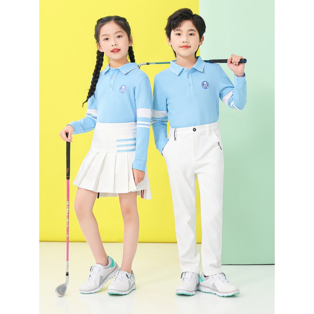 Crianças crianças roupas de golfe de manga comprida camiseta 2022 outono inverno novo estilo meninos meninas crianças jo