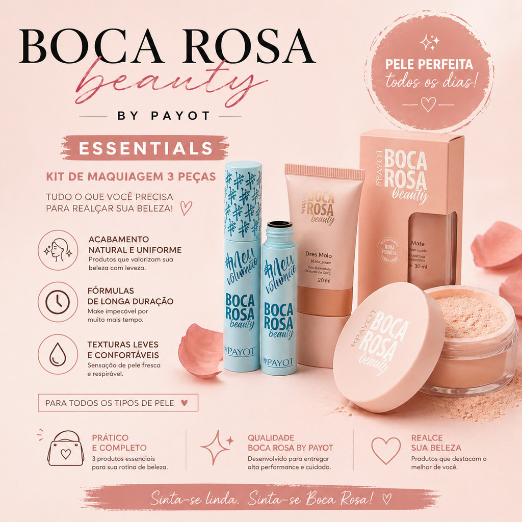 Boca Rosa by Payot Kit Completo 3 Itens – Pele Perfeita com Alta Cobertura