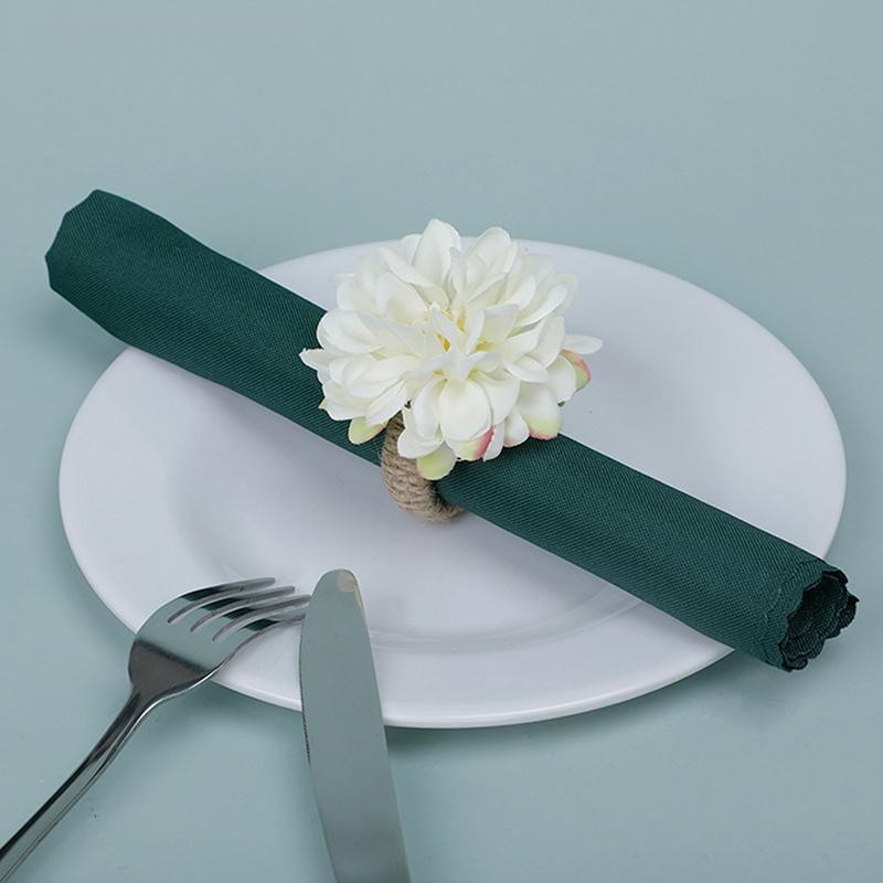 6 Peças Porta-Guardanapos De Flores Anéis De Guardanapo Florais Artificiais Decoração De Mesa Artesanal Para — imagem 2 de 2
