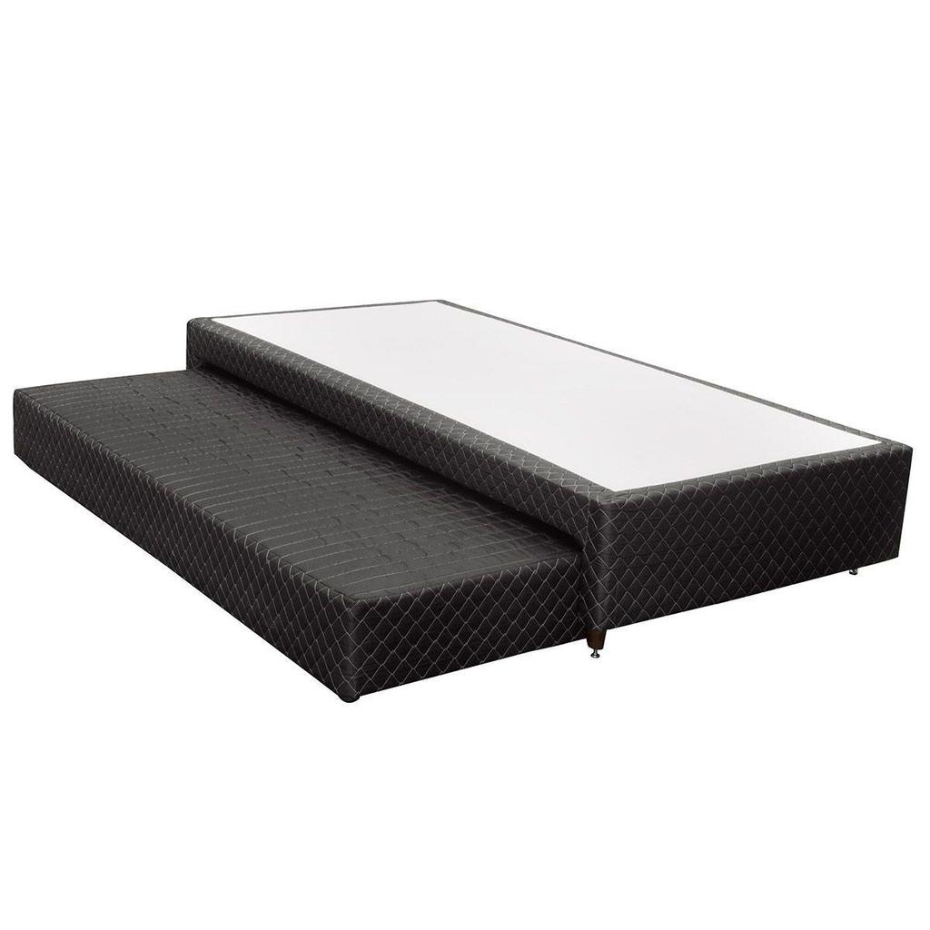 Cama Box Base c/ Auxiliar Solteiro 88x188x34 MH1453 Bordado Black (Solteiro 88x188x34) - Herval