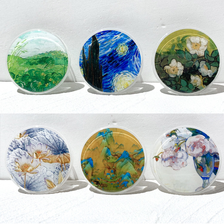 Van Gogh pintura a óleo Airbag suporte do telefone retrátil pasta acrílica caso de telefone Huawei Apple nicho literário