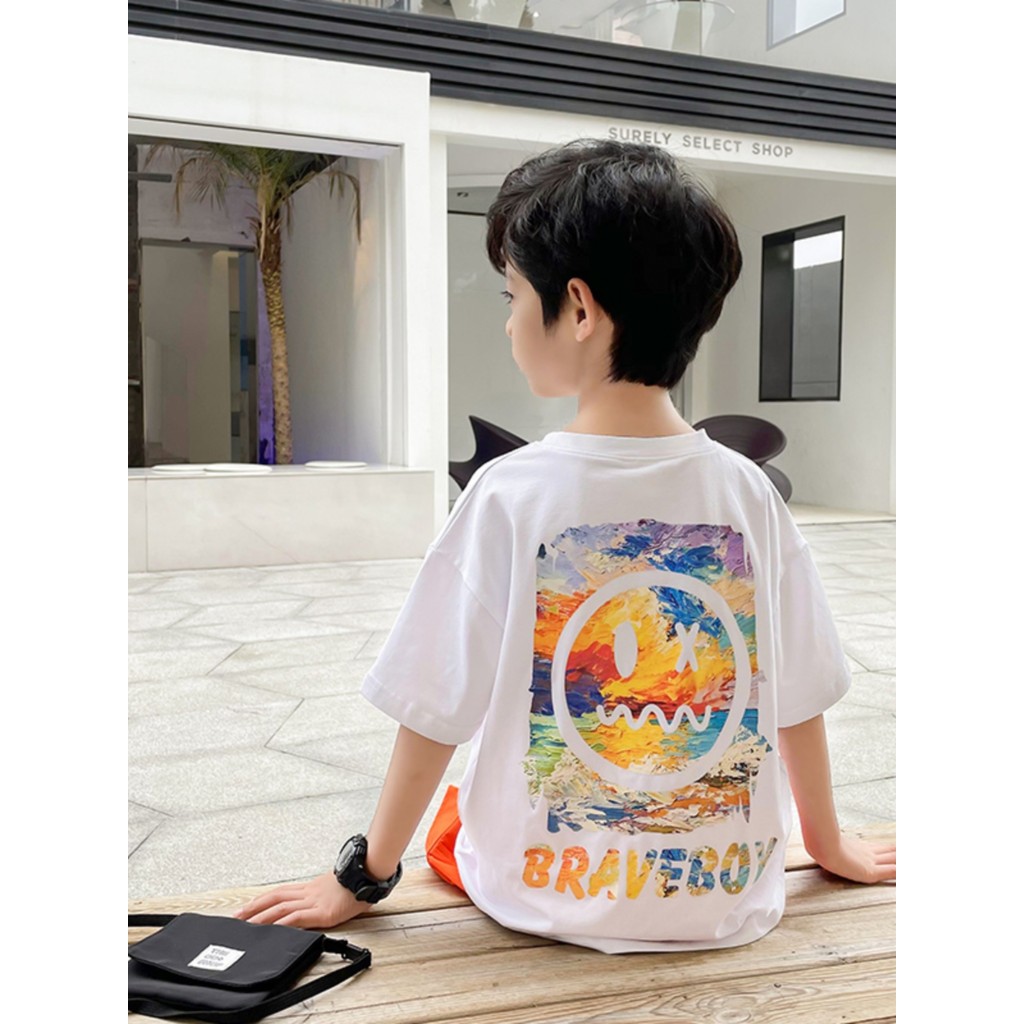 Algodão puro verão crianças camiseta de manga curta dos desenhos animados topo versão coreana roupas infantis 2024 novo 