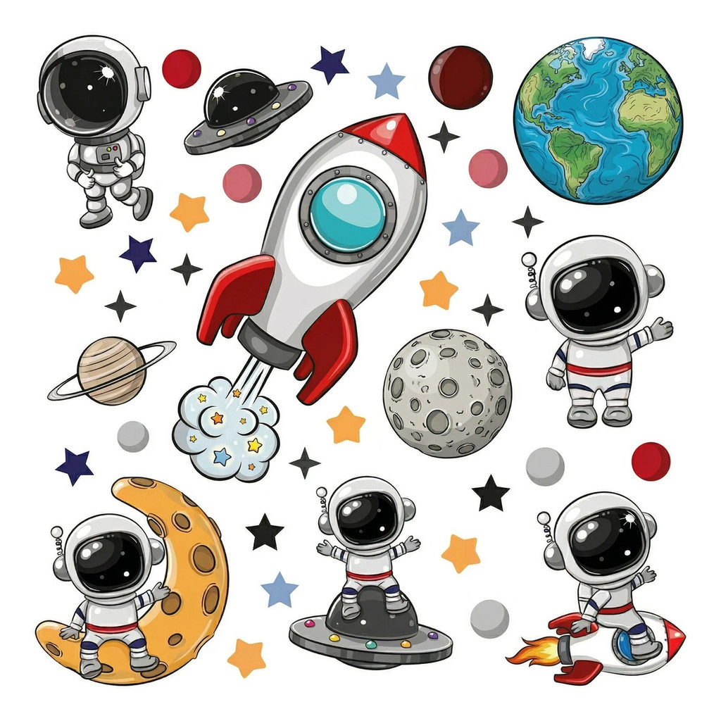 Adesivo De Parede Infantil Astronauta Estrelas Quarto