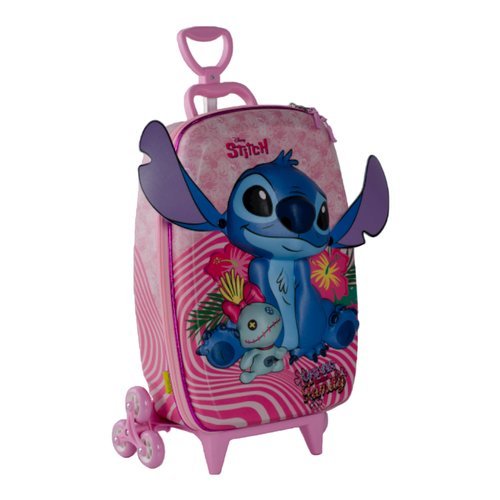Mala Infantil Leve Rodinha Giro 360 Design 3D Duravel Viagem Escolar Rosa