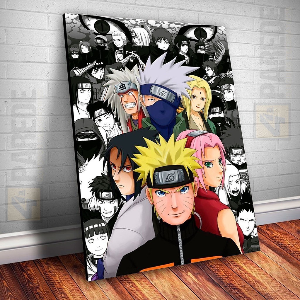 Quadro Decorativo Naruto e sua turma Kakashi Jiraya Sakura Sasuke Anime Promoção