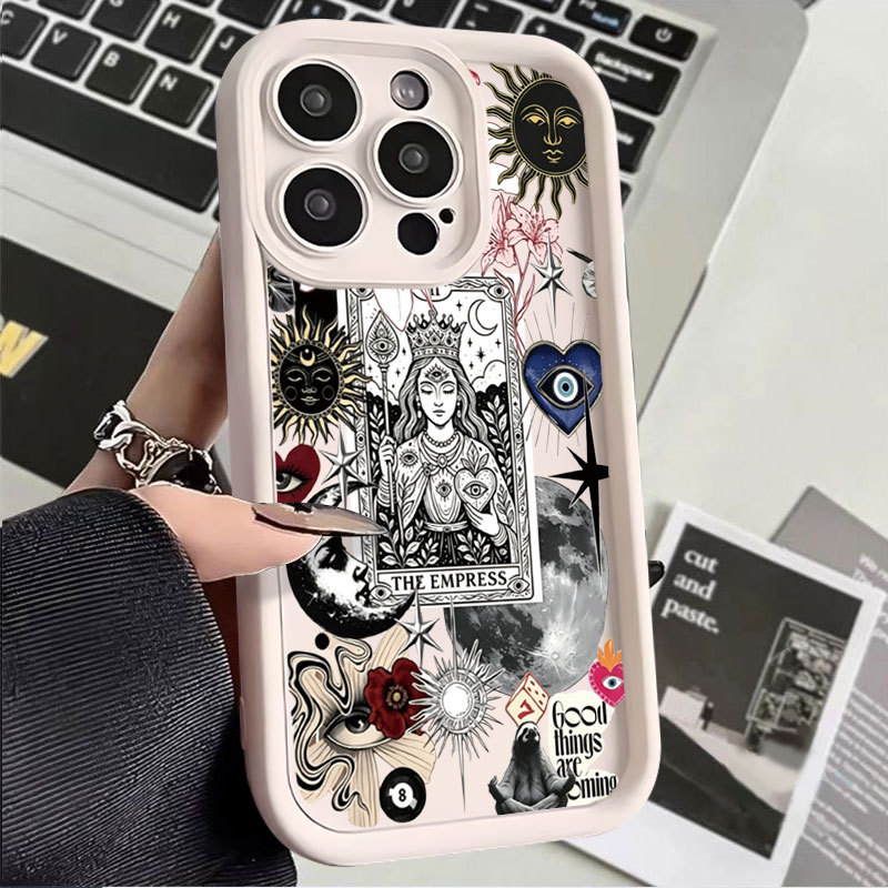 Capinha de silicone macia para Samsung Galaxy A15 A14 A05S A23 A34 A35 A55 A54 A12 A13 S24 S20FE Tarô Sol e Lua
