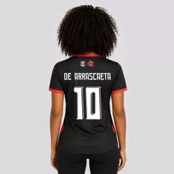 Camisa Flamengo Emoção Feminina Listrada Vermelha 10 De Arrascaeta