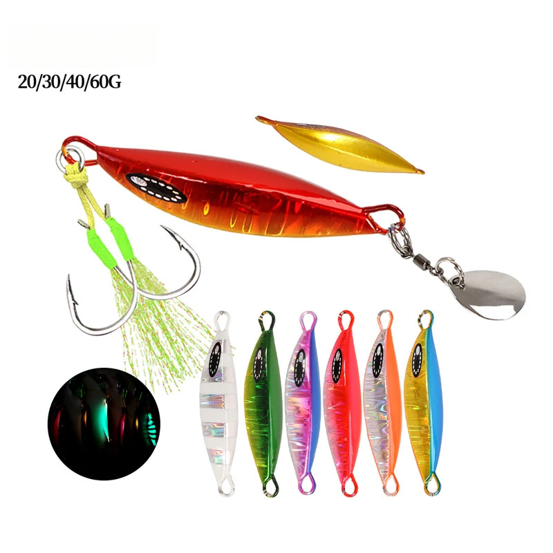 Isca de Pesca Spin Tail Metal Jig 20g 30g 40g 60g, Spinner Shad Metal Vib, Isca de Arremesso para Pesca em Costa, Colh