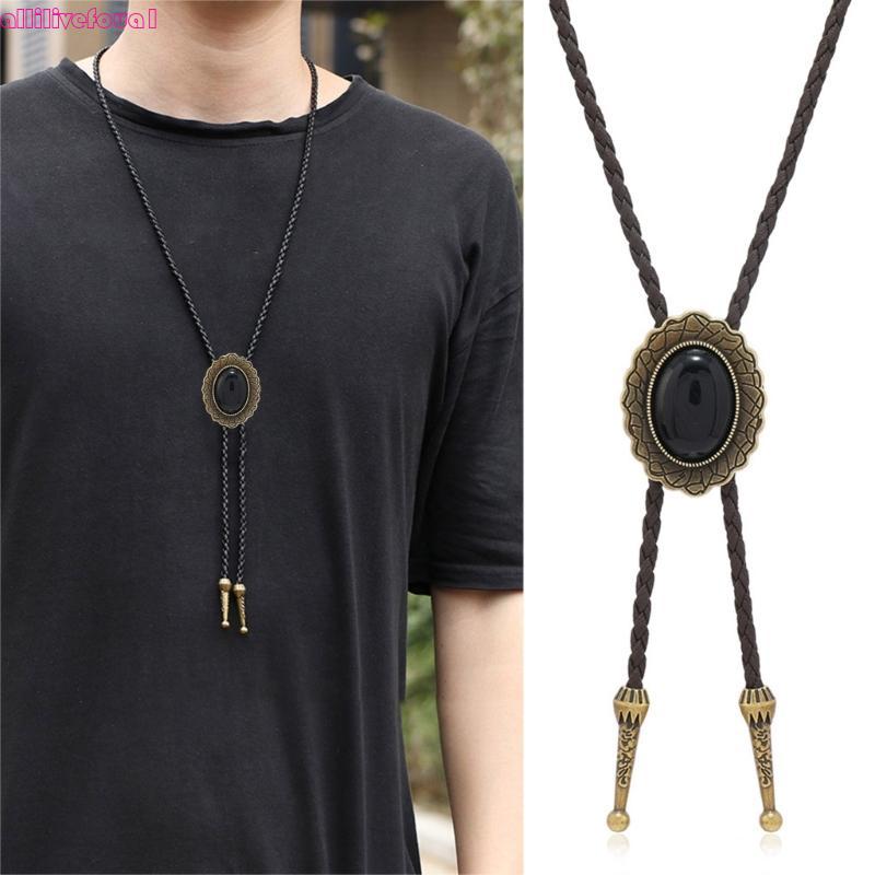 allilivefoua1 Metal Águia Pássaro Pedra Cowboy Chapéu Pingente Vintage Bolo Gravata Para Homens Colar Camisa Corrente Ju