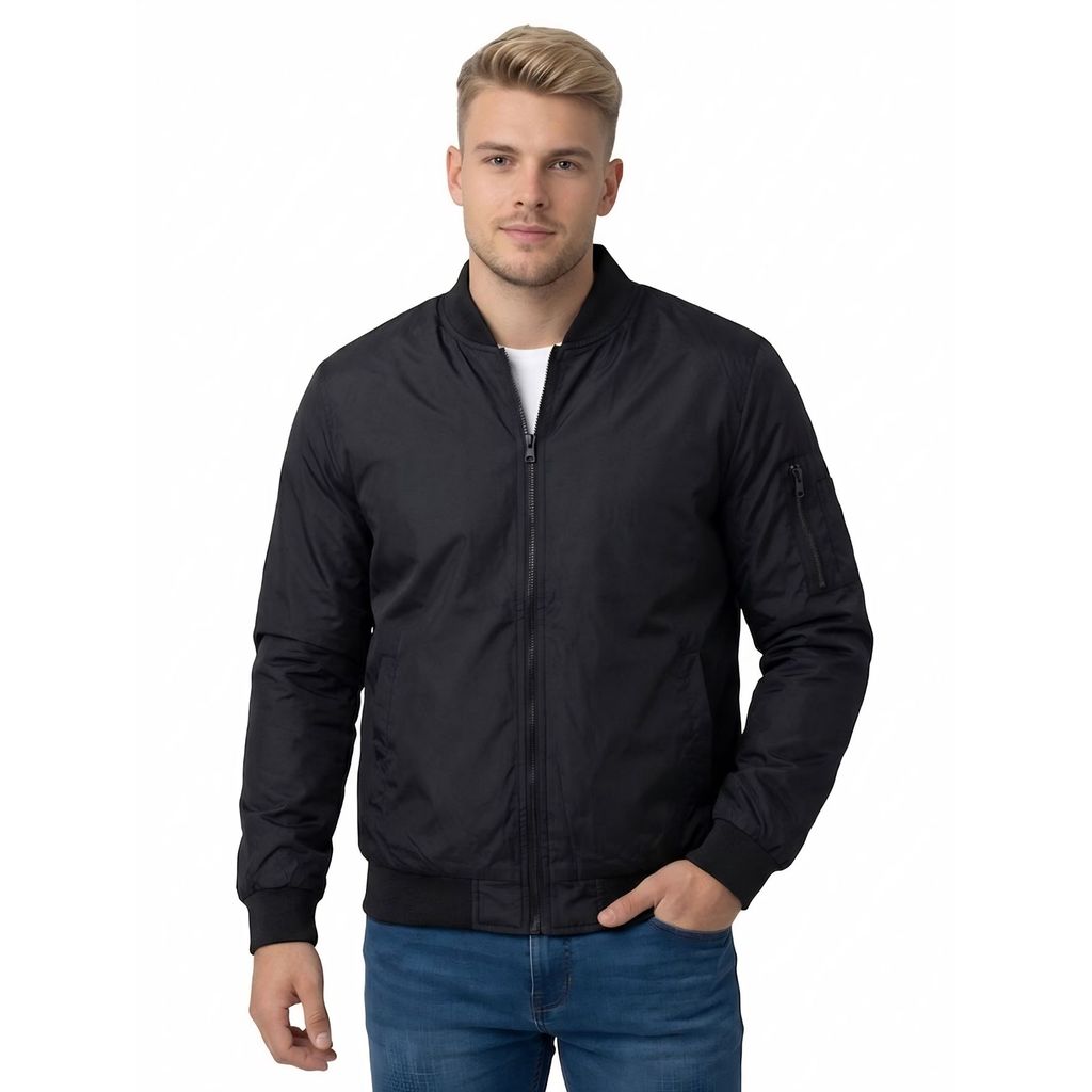 Jaqueta Corta Vento Masculino Com Punho e Bolsos - Preto