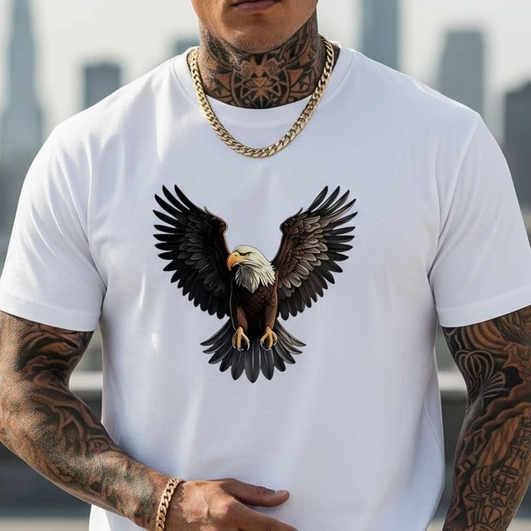 Camiseta Básica Casual Masculina Estampada Aguia USA Patriota Estiloso Premium Academia Treino