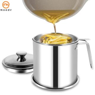 Pote De Filtro De Óleo 1.8L Lata De Armazenamento De Aço Inoxidável Com E Tampa À Prova De Poeira Economizador De Graxa 