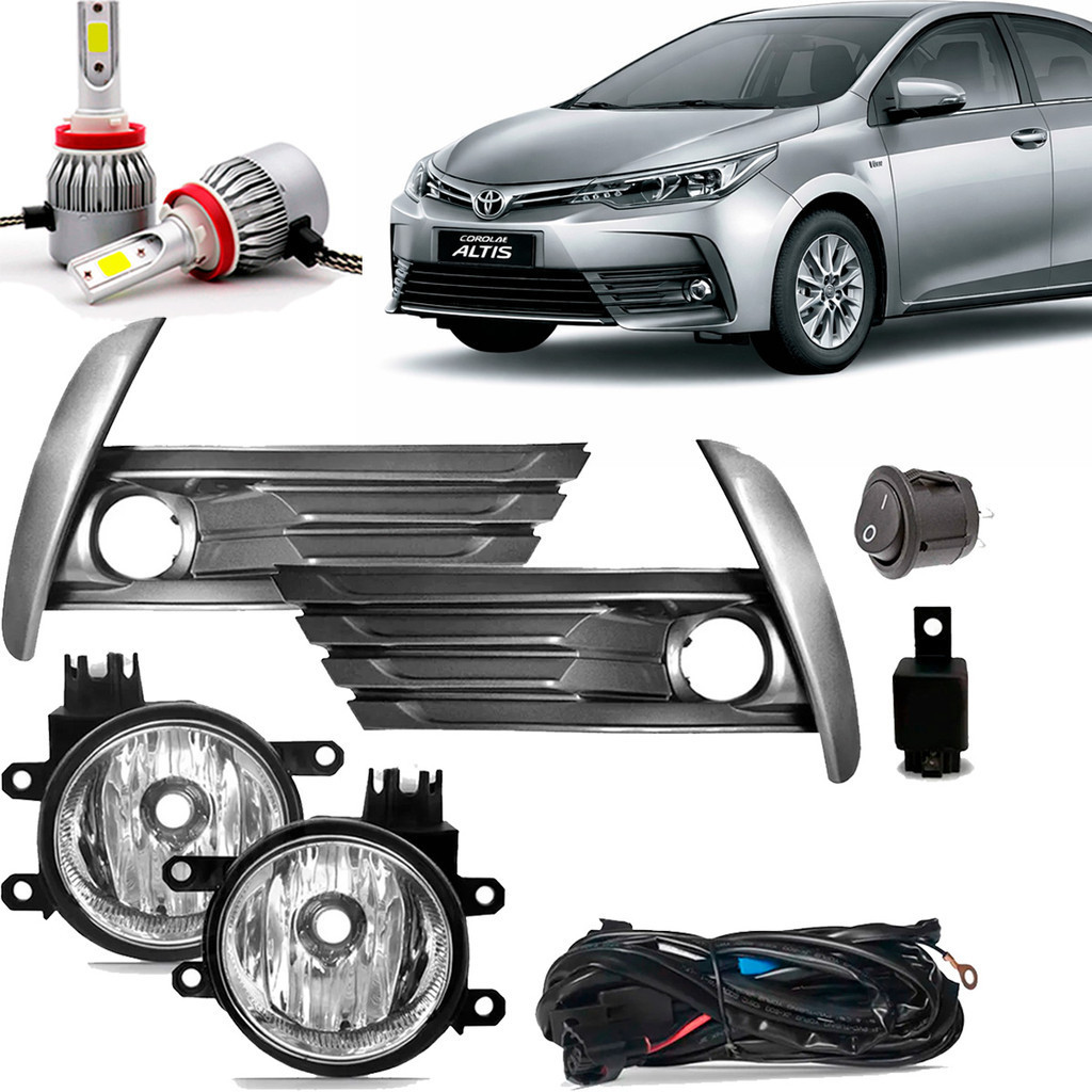 Kit Farol Milha Neblina Auxiliar Farolete Cibie Completo Corolla 2018 + Super Led 6000K