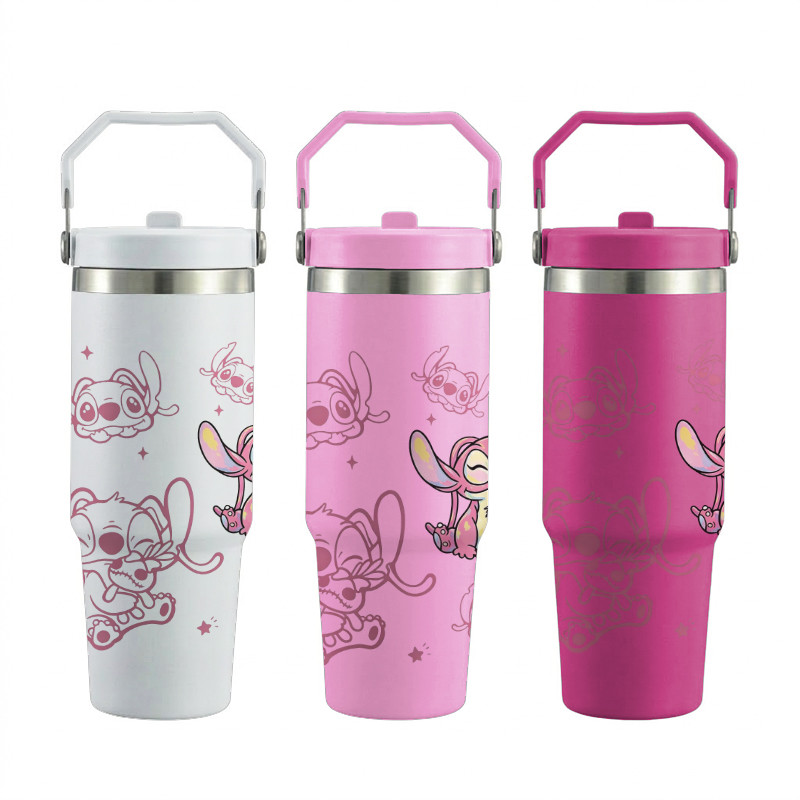 Stitch Copo De Água De Grande Capacidade 900ml Garrafa Térmica De Aço Inoxidável Com Alça