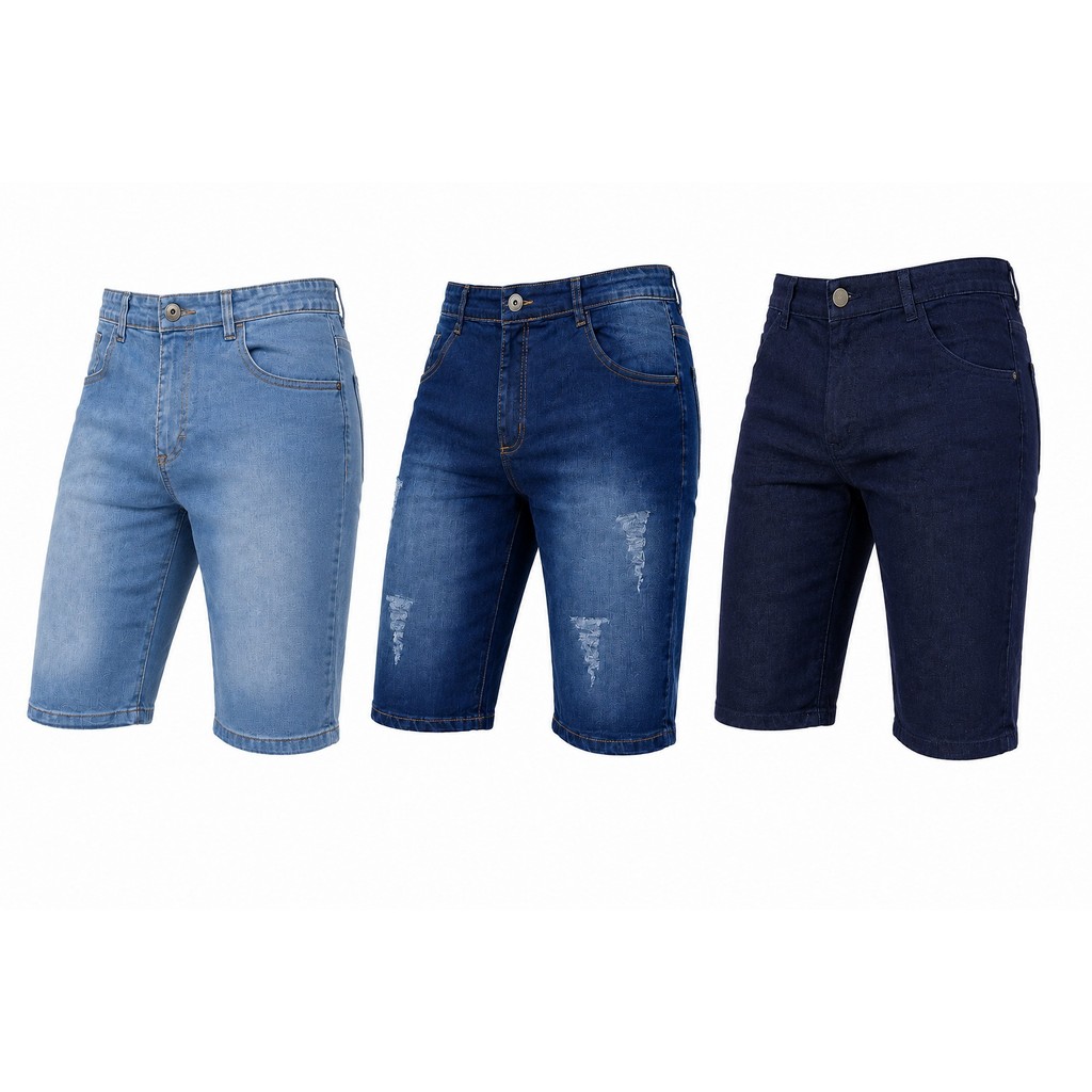 Bermuda Masculina Jeans com lycra Elastano Reta Slim Tamanhos 36 a 48 -  Veja variações