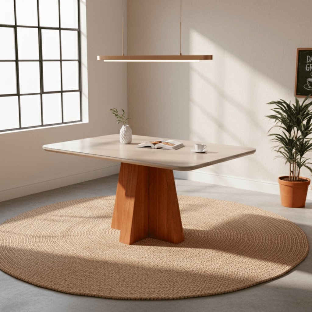 Mesa para Sala de Jantar 130cm Maite Marrom/Cinamomo/Off White