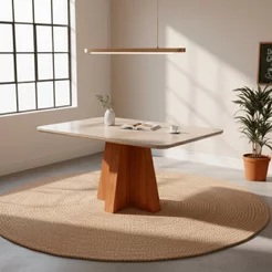 Mesa para Sala de Jantar 130cm Maite Marrom/Cinamomo/Off White