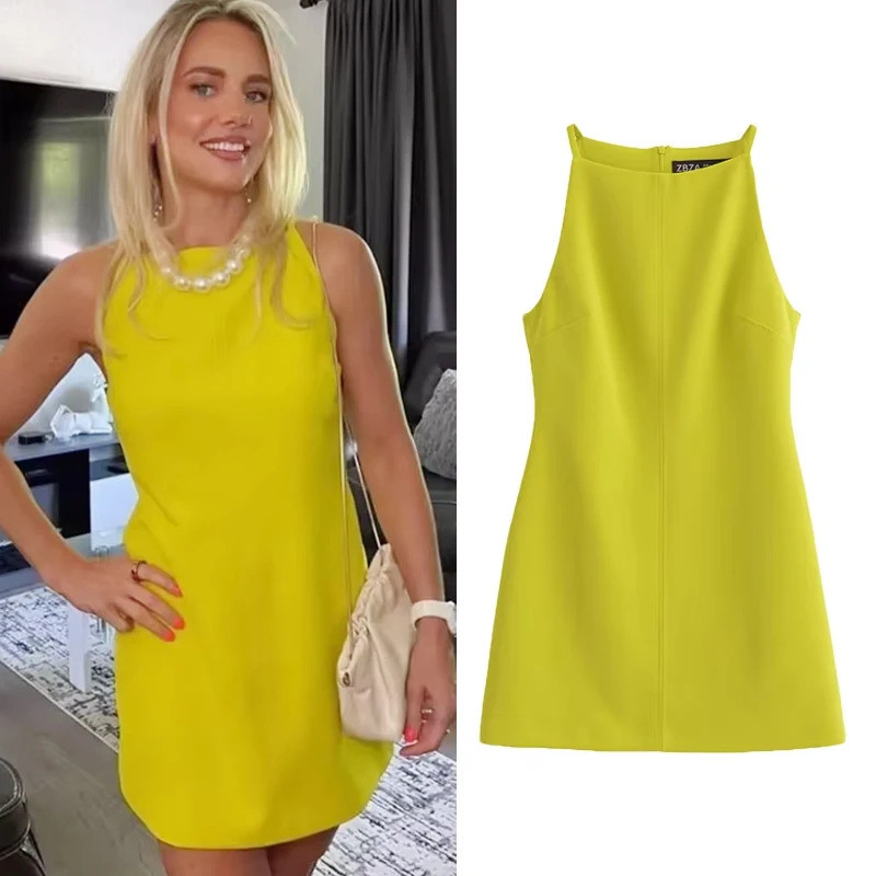 Vestido Feminino HXAO 2024 Sem Mangas, Ombros Descidos, Vestidos de Festa Elegantes, Vestidos Midi Femininos, Vestido Am