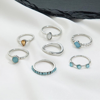Conjunto de 7 Anéis para Mulheres, Anéis de Falange, Anéis Banhados a Ouro/Prata 14K, Ajustáveis, Anel Retrô, Presente d