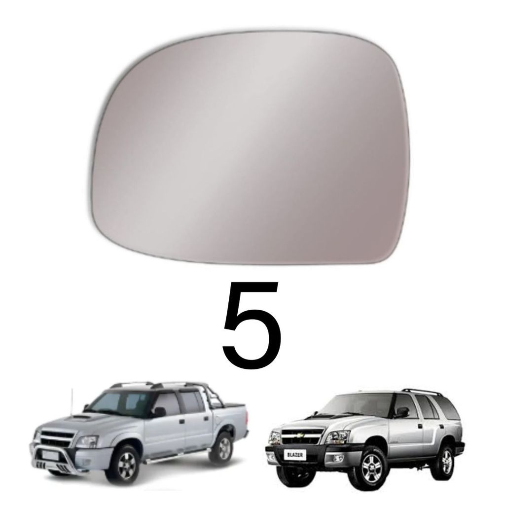 Kit 5 Lentes de Espelho Retrovisor Chevrolet S10/Blazer 95-12 Esquerdo