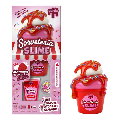 GELELÉ SORVETERIA DE SLIME KIT FAZER SORVETE BANOFFE MORANGO DO AMOR CEU AZUL BRINQUEDO CRIANÇA
