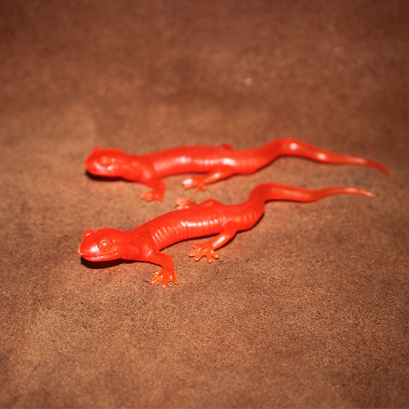 Safari simulação réptil modelo brinquedo cena anfíbia decoração bochecha vermelha salamandra sem pintura
