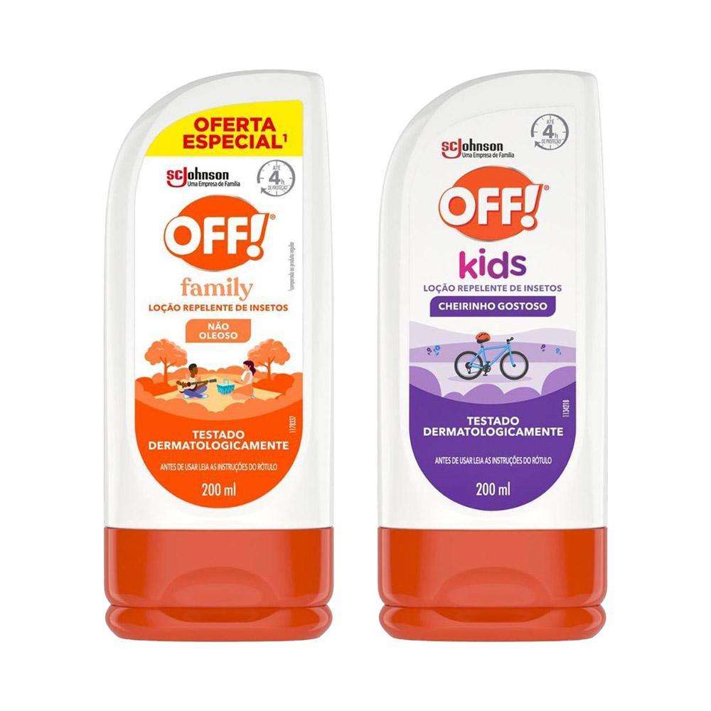 Kit Repelente OFF! Kids + OFF! Family Loção 200ml Proteção Para Toda Família