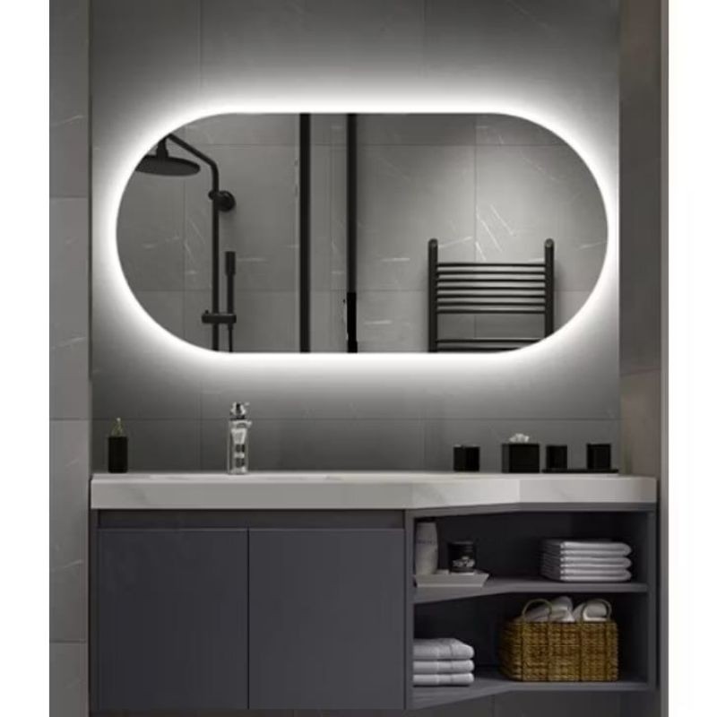 Espelho Oval com LED para Banheiro e Quarto Fita Dupla Face — foto 3