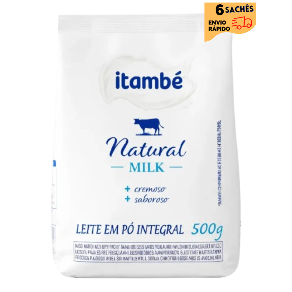 6 Un- Leite em pó Integral ITAMBÉ NATURAL MILK 500 GR
