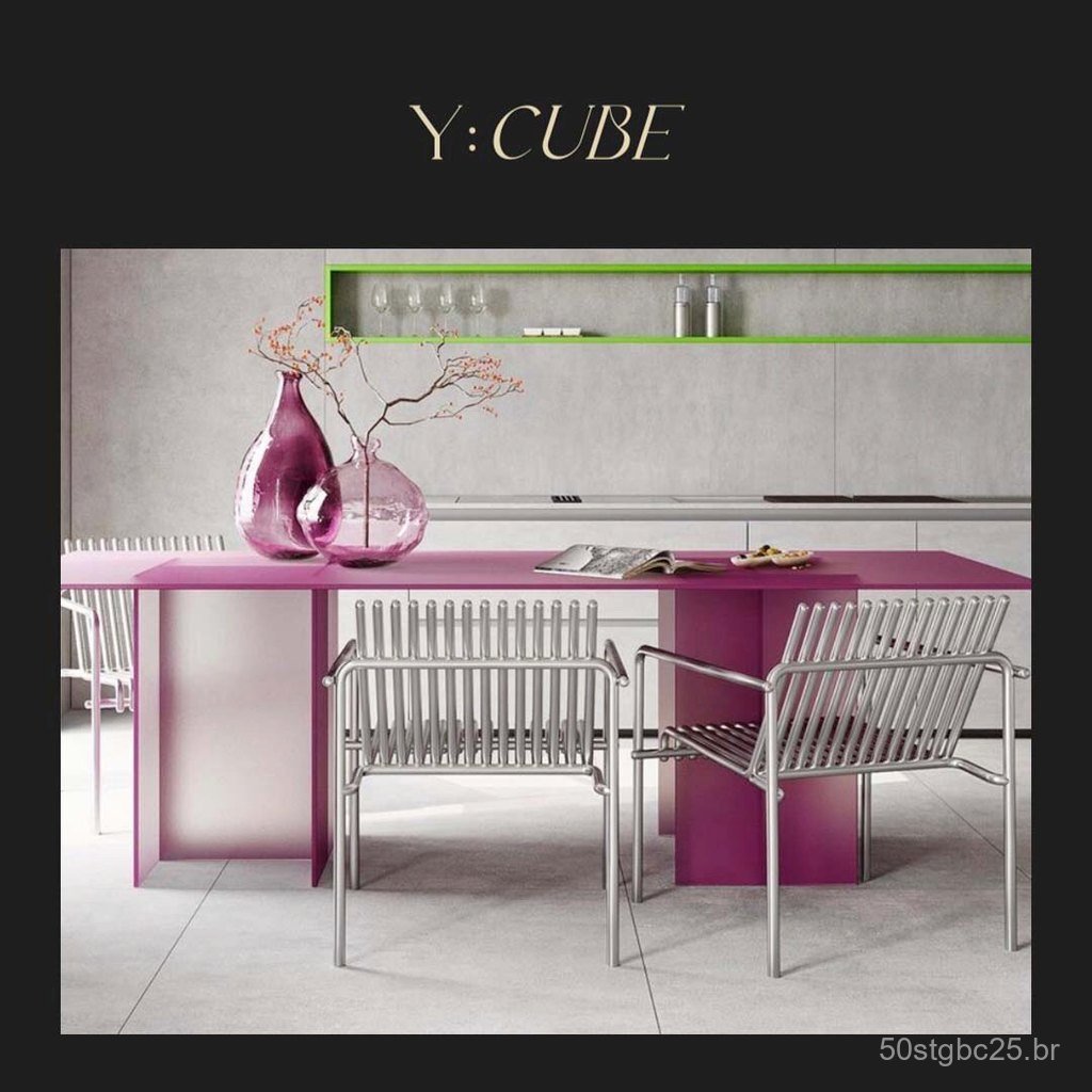 Y:CUBE Mesa de Vidro Simoon Glas Italia Importada da Itália para Sala de Jantar, Sala de Estar, Escritório e Hall de Ent