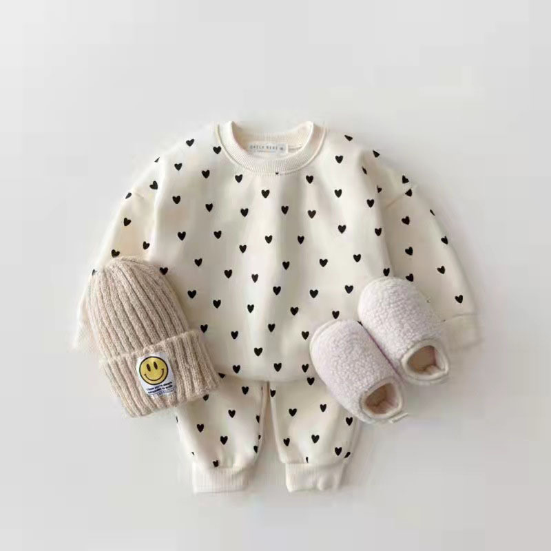 Estoque pronto Versão coreana outono inverno infantil roupas infantis moletom de algodão terno Casual menina bebê influe