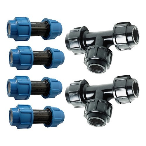 Kit 4 Uniao Cavalete Pp Pead + 2 Te Derivação Mangueira 20mm