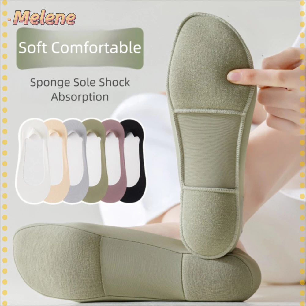 Meias De Palmilha MELENEY9 , Meia De Barco Antiderrapante Macia , Almofadas De Sapato Com Fundo De Esponja De Absorção D
