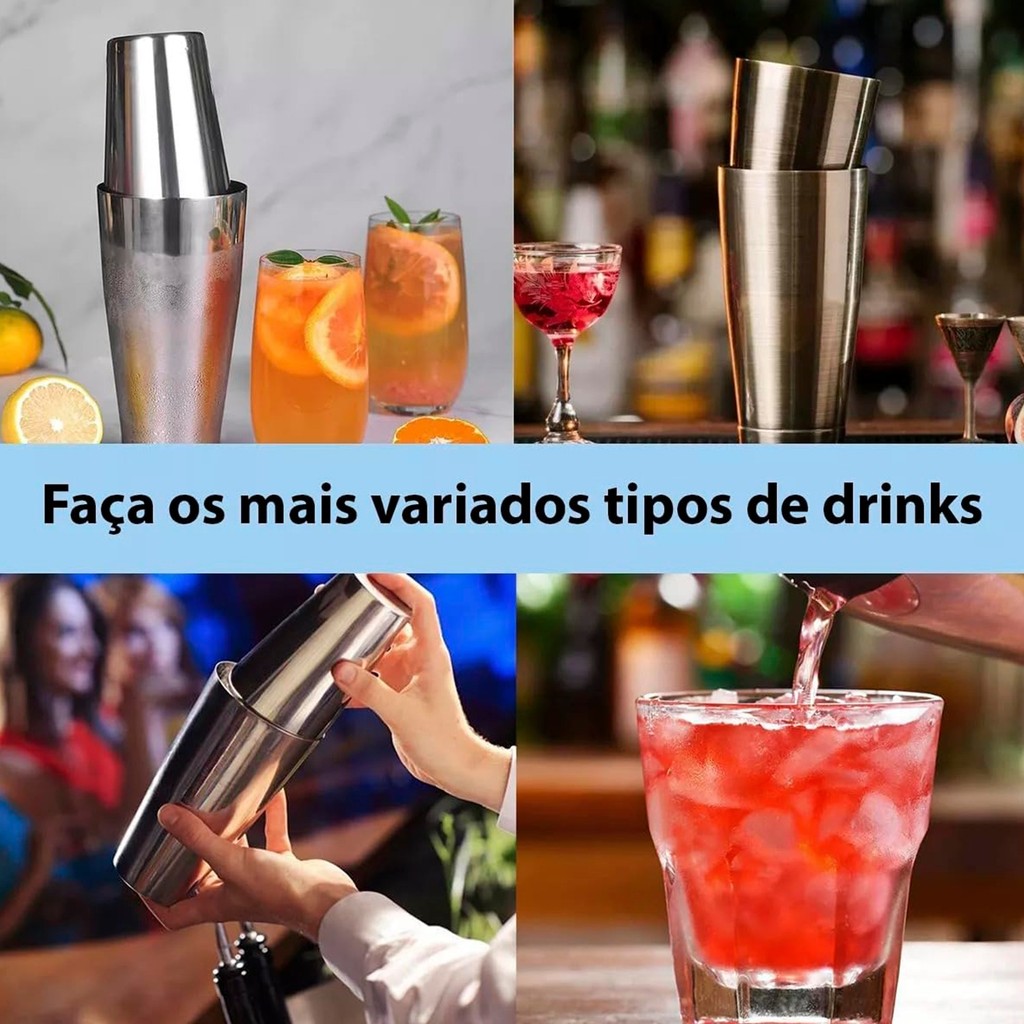 Coqueteleira Profissional Boston Inox 800ml Drink Bar Bartender Cocktail Shaker TOP