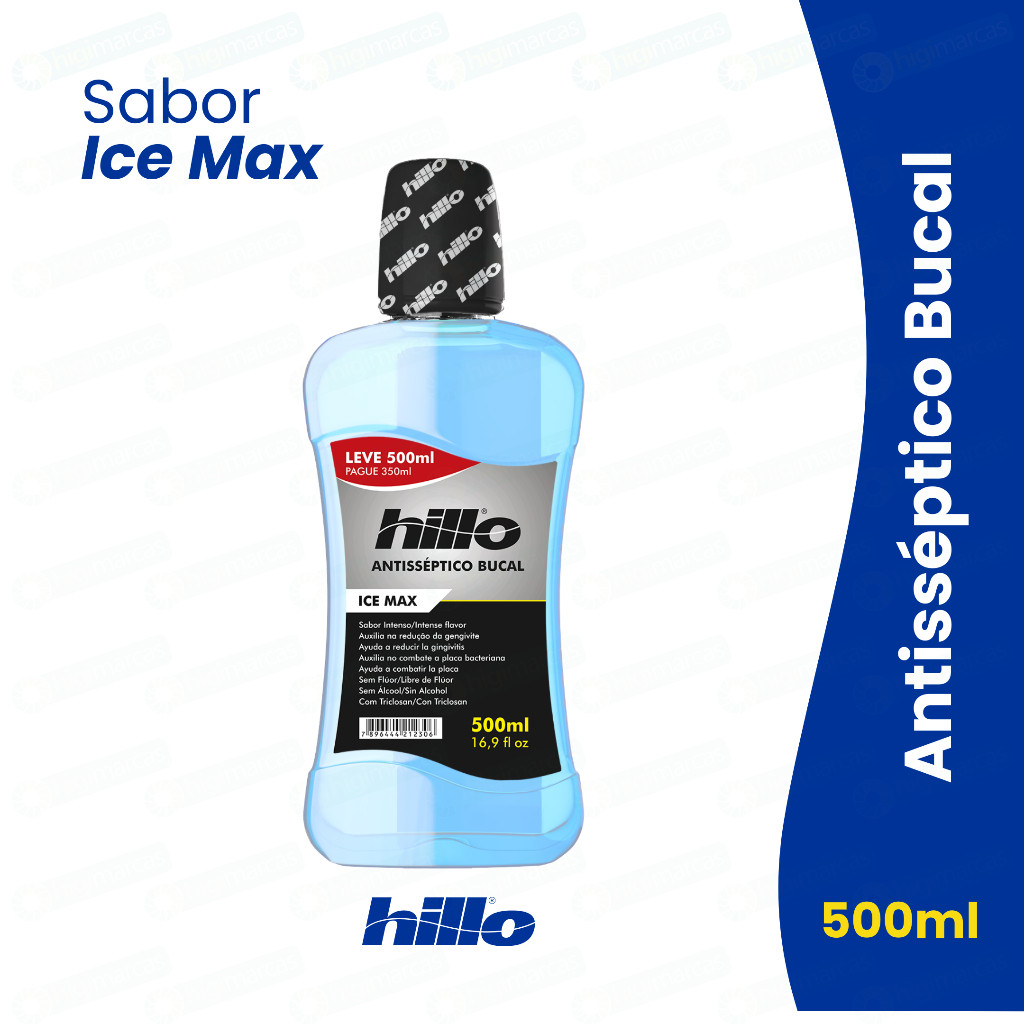 Enxaguante Bucal Hillo Ice Max 500ml – Hálito Refrescante e Proteção Antisséptica