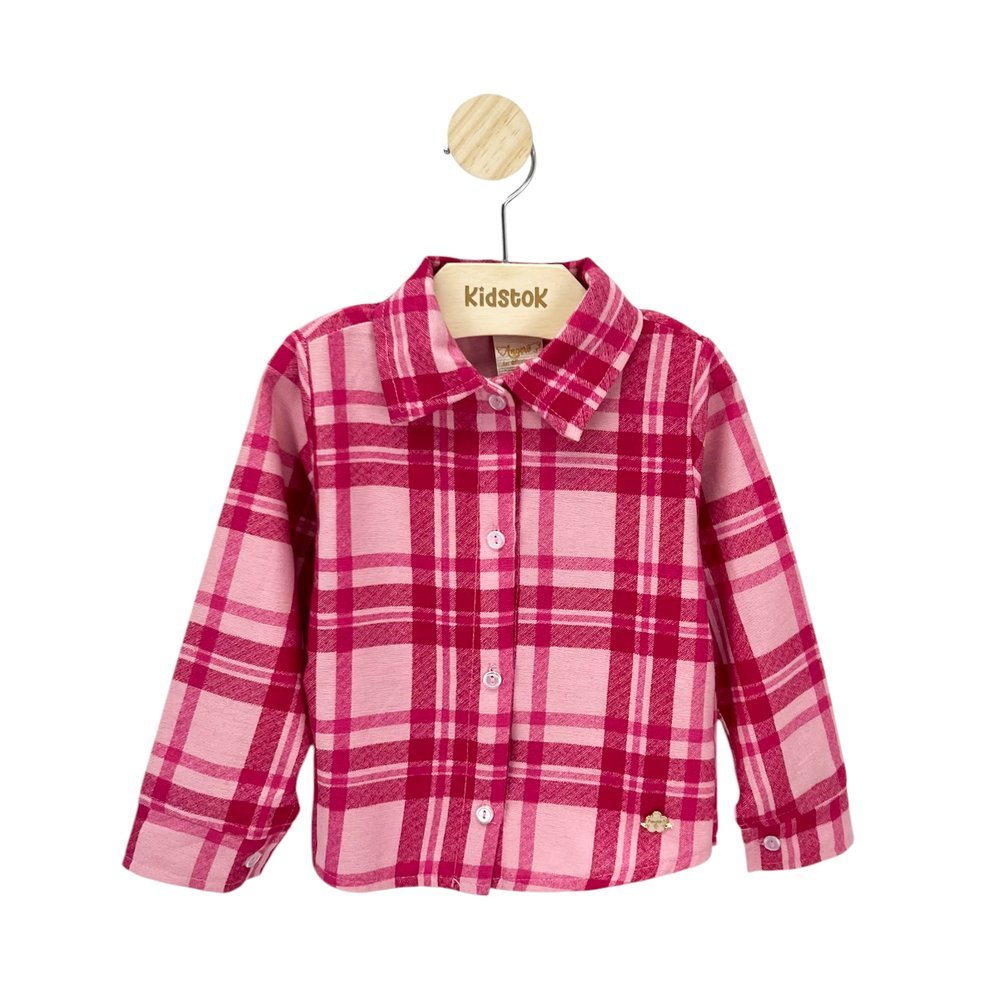 Camisa Menina Xadrez Flanelada Pingente - Angerô