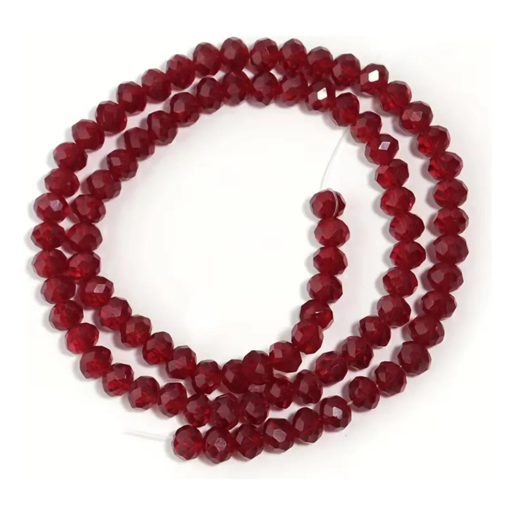Miçanga Cristal Guia Vidro Vermelho 8mm - Espiritualidade Vermelho 40 Cm 8 Mm
